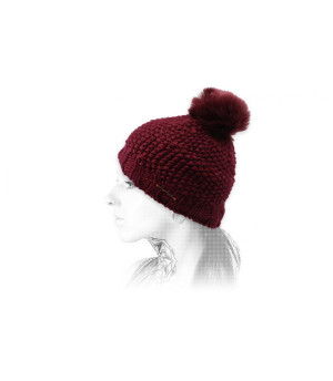 gorro pompón granate lurex Lana Lurex burgundy